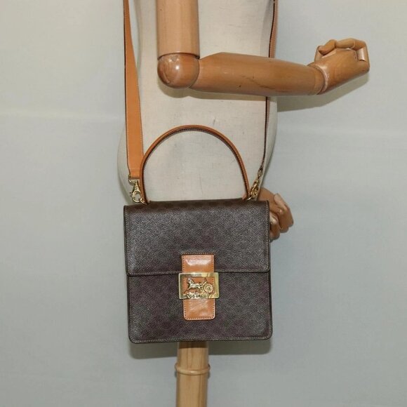 CELINE Macadam Canvas Hand Bag PVC Leather - Picture 1 of 16